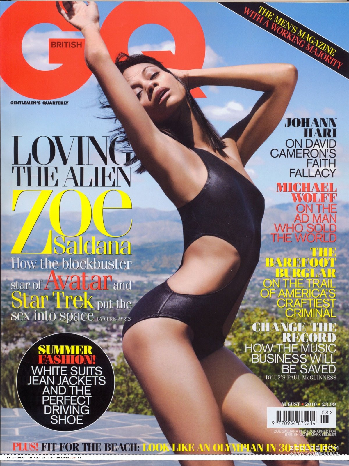 Эротичная Зои Салдана  в журнале GQ, Август 2010
