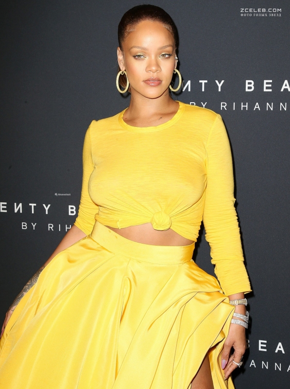 Рианна без лифчика на вечеринке Fenty Beauty, Сентябрь 2017